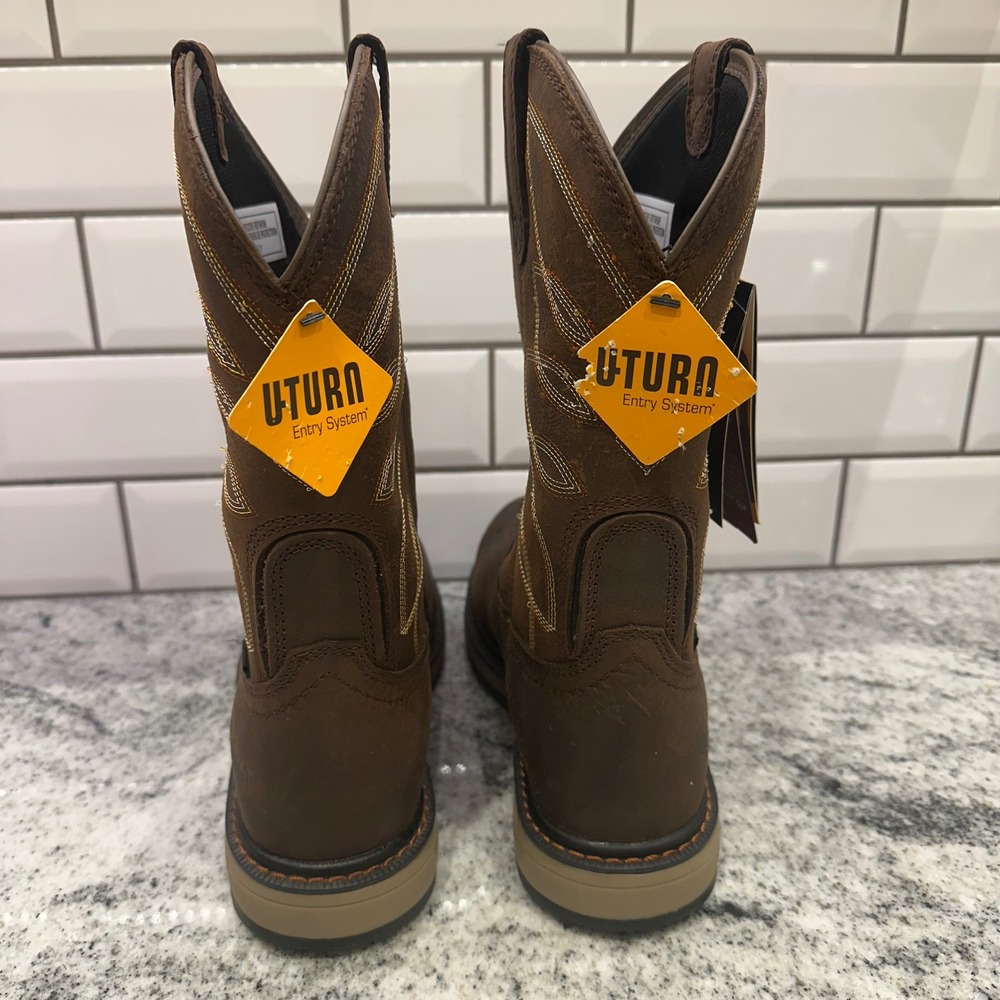 Ariat Womens 9 Riveter Work Boots Dark Brown Composite Toe Waterproof Leather - Picture 6 of 12